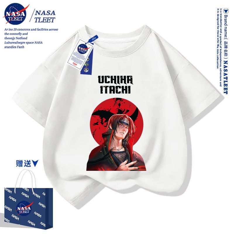 NASA联名动漫火影忍者短袖t恤男夏季鸣人卡卡西晓组织衣服儿童新
