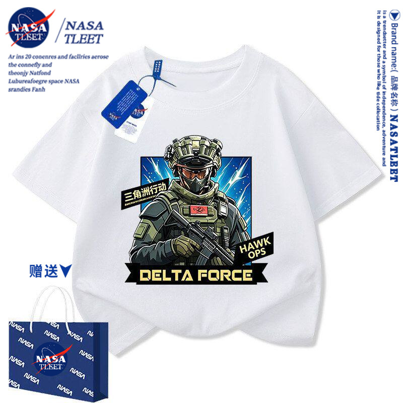 NASA三角洲行动COS服装中大童纯棉短袖威龙红狼蜂医百搭上衣T恤潮图片