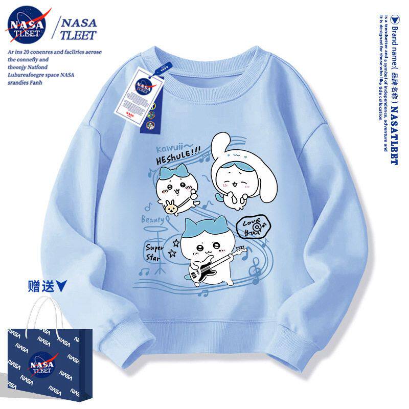 NASA联名chiikawa小八圆领卫衣男女款2025秋冬季潮流卡通学生外套