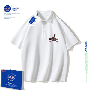 NASA白色polo衫男童短袖t恤夏季2024新款中大童女童上衣儿童夏装