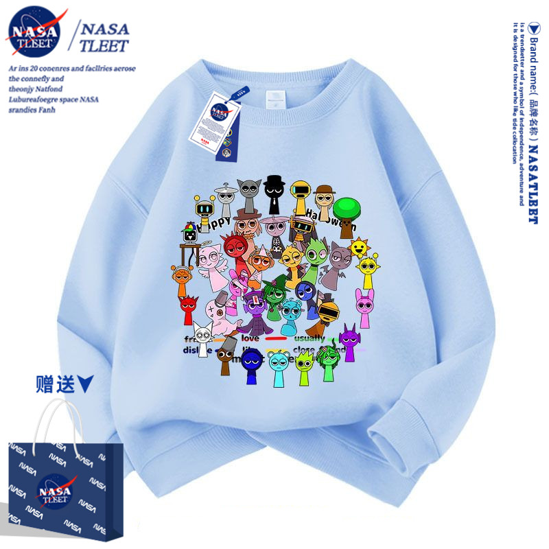 NASA秋冬季男女童洋气上衣新款卡通游戏节奏盒子sprunki宽松卫衣