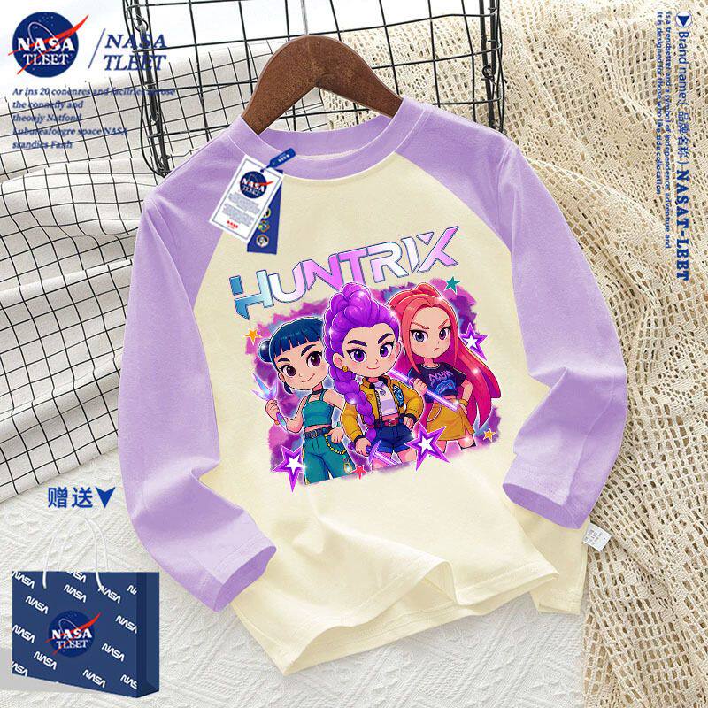 NASA联名kpop猎魔女团儿童长袖T恤中小童新款上衣洋气打底衫t恤衫