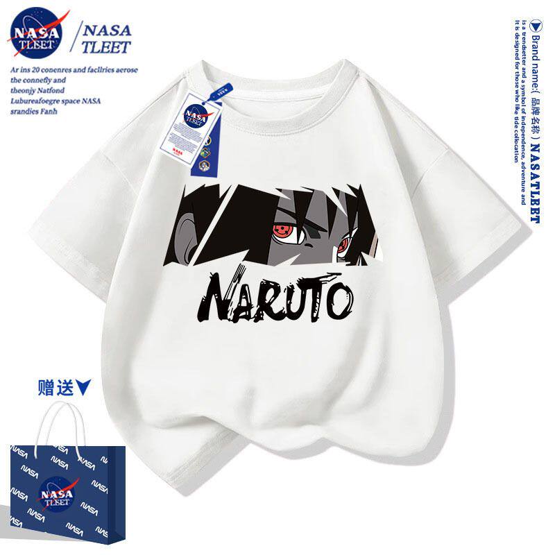 NASA联名火影t恤棉短袖带土佩恩斑鼬鸣人佐助棉儿童装上衣衣服