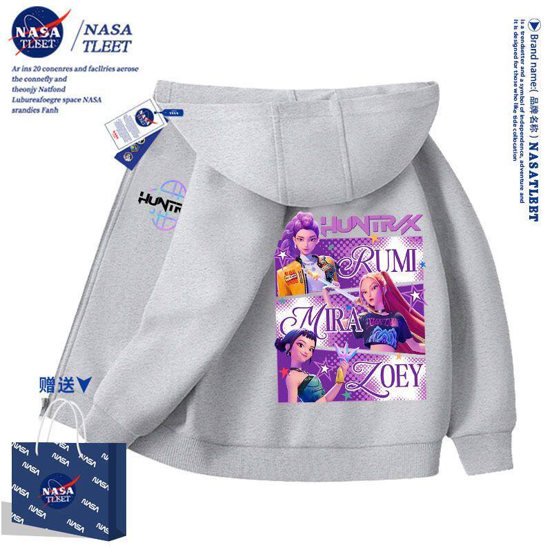 NASA联名kpop猎魔女团男孩女孩中小儿童拉链卫衣服秋冬装上衣新款