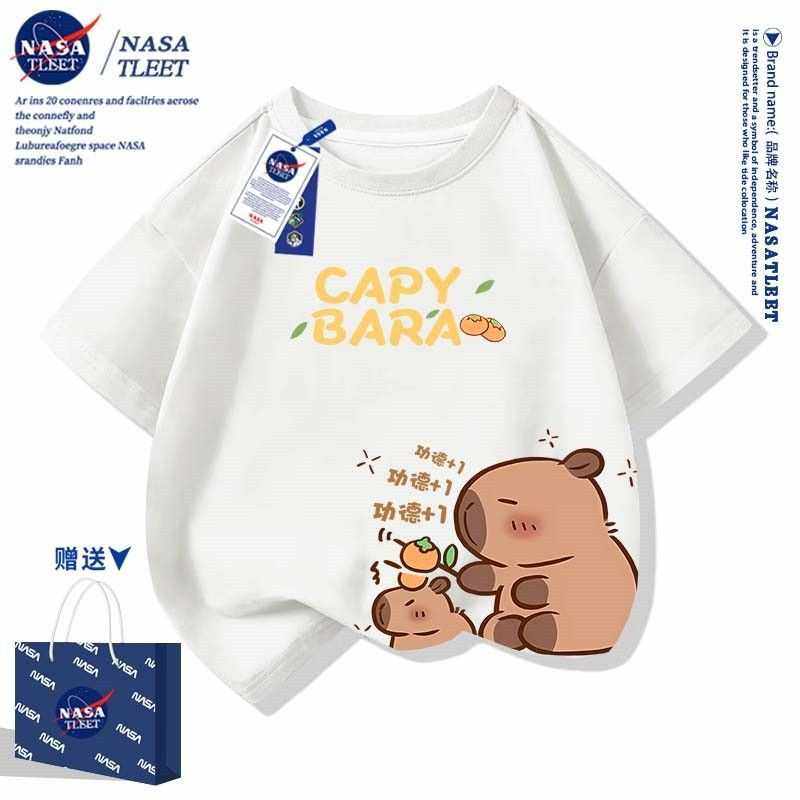 NASA联名男童女童短袖儿童t恤纯棉夏装2025新款中大童T桖潮机器猫