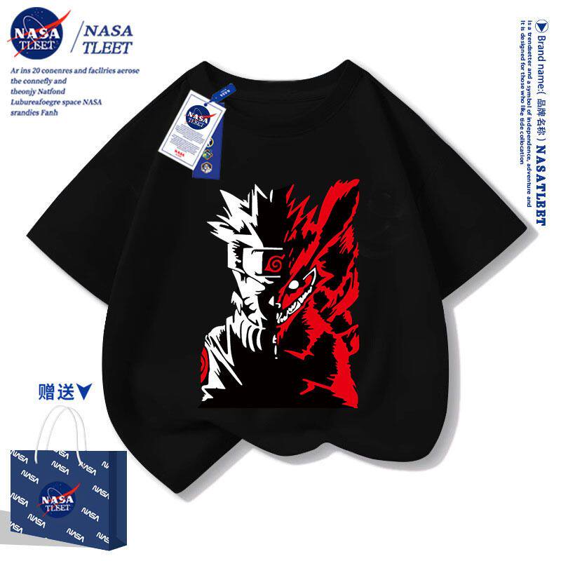 NASA火影联名短袖宇智波佐助鼬斑鸣人t恤亲子装上衣新款夏装半袖
