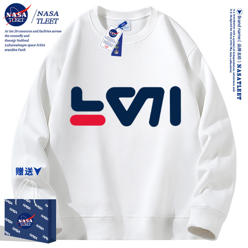 NASA联名潮牌圆领卫衣男女秋季2025新款宽松百搭秋冬加绒情侣秋装