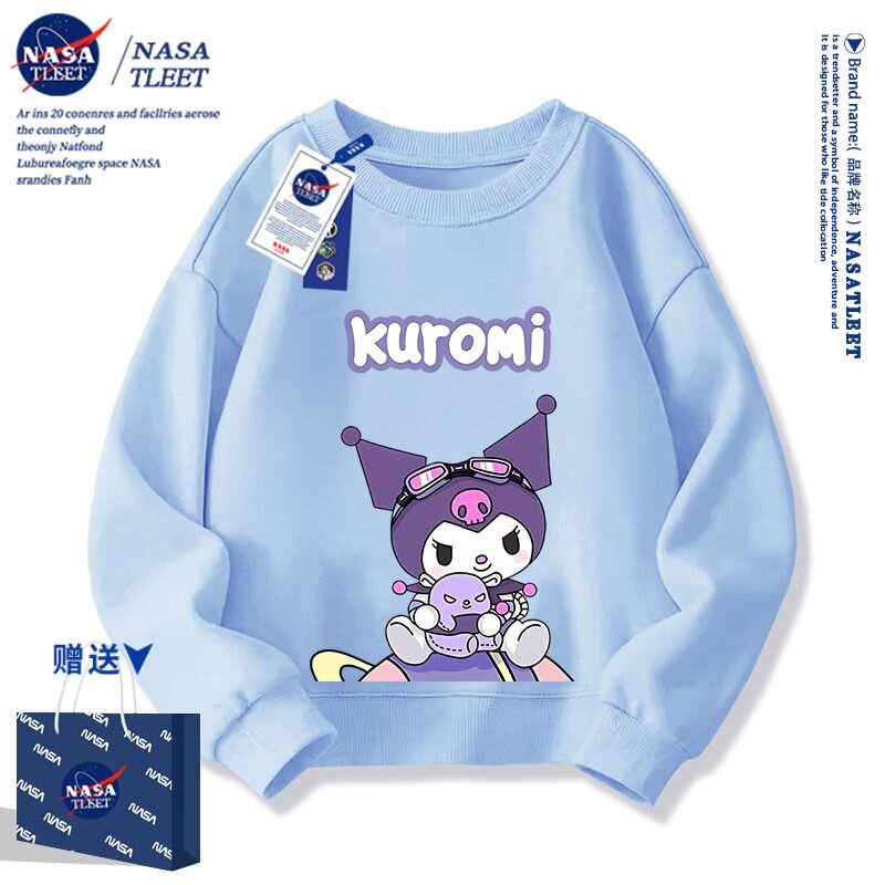 NASA联名新款卡通动漫库洛米Kuromi春秋季百搭中小学生圆领卫衣潮