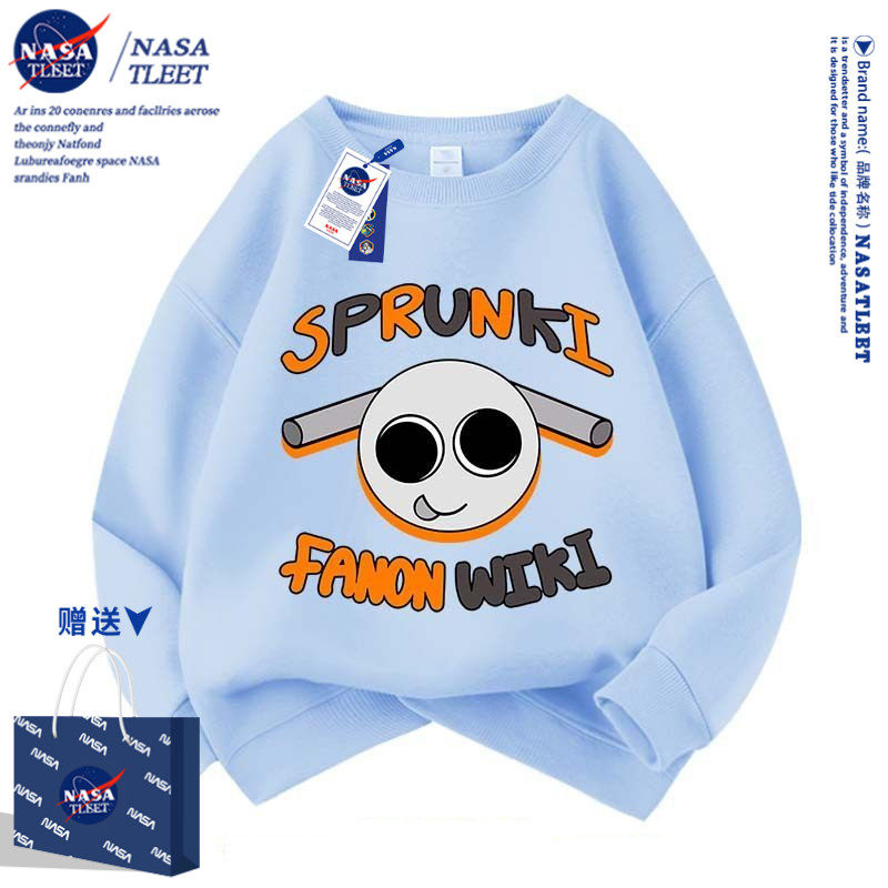 NASA春秋季新款男女童装宽松上衣游戏节奏盒子sprunki圆领卫衣潮