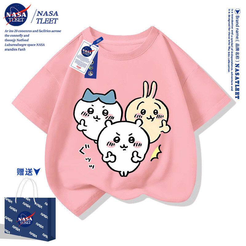 NASA联名可爱萌趣印花男女孩子短袖中小儿童棉t恤衫半袖衫衣服新