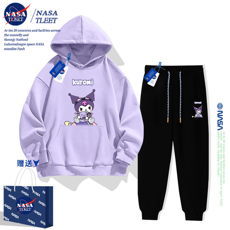 NASA库洛米女童冬季套装加绒2025新款秋冬款卫衣加厚运动儿童冬装