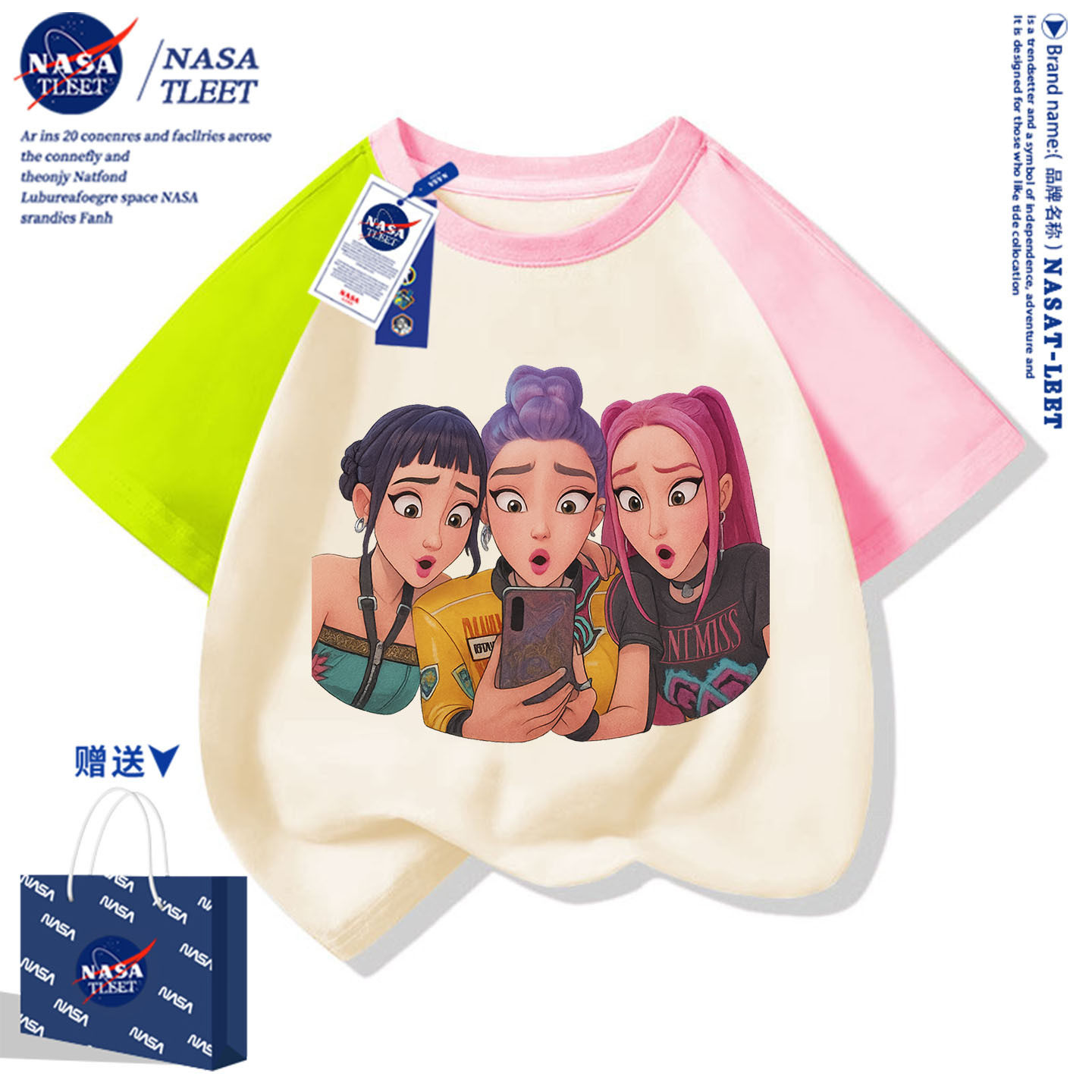 NASA联名kpop猎魔女团周边鲁米米拉佐伊夏季纯棉洋气短袖半袖衣服