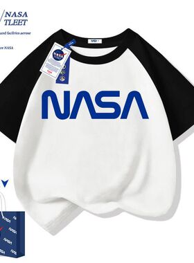 NASA亲子装一家三口四口2025新款母子潮夏季童装短袖t恤纯棉夏装