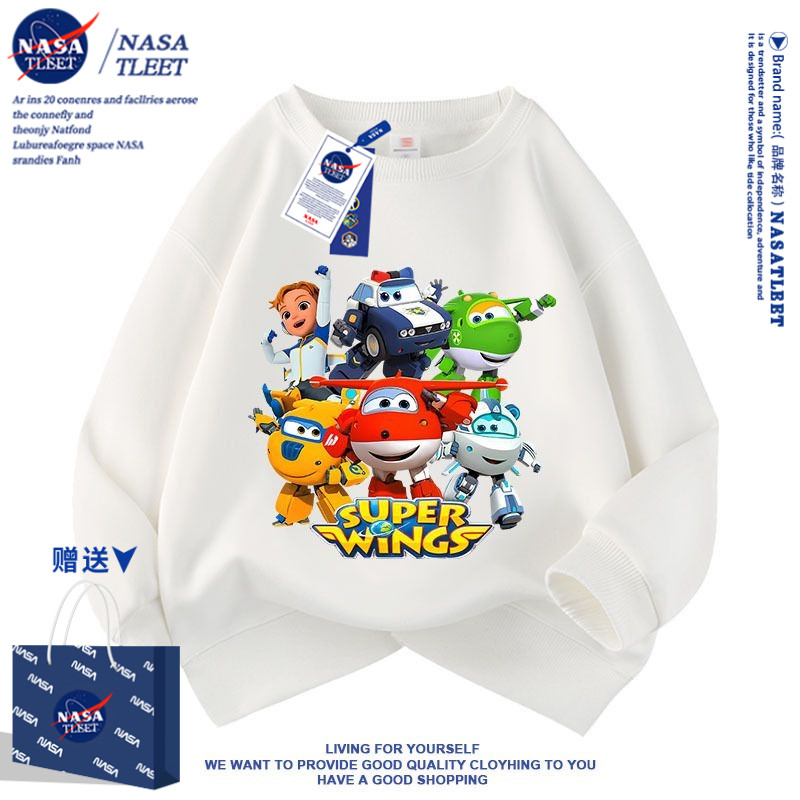NASA卡通超级飞侠休闲百搭圆领上衣春秋季新款男女童装宽松卫衣潮