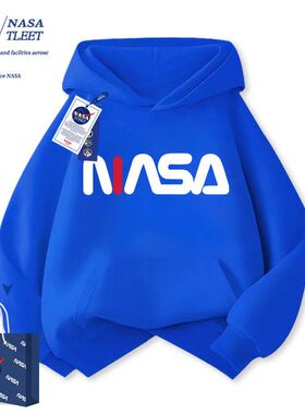 NASA联名新款卡通潮系男女童装宽松休闲上衣秋冬季连帽套头卫衣酷
