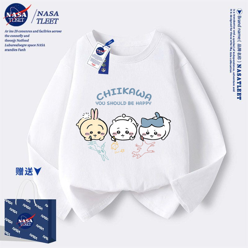 NASA联名早秋chikawa长袖t恤男2025新款小众设计感宽松休闲打底衫