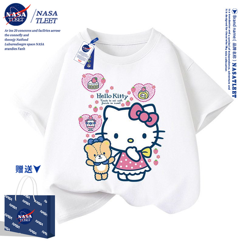 NASA女童短袖T恤纯棉夏装中大儿童洋气上衣宝宝宽松休闲半袖潮牌