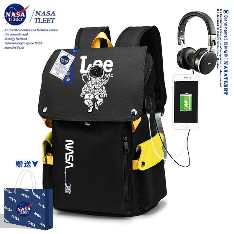 NASA联名男女时尚中小学生高中生休闲双肩书包潮流电脑包大容量包