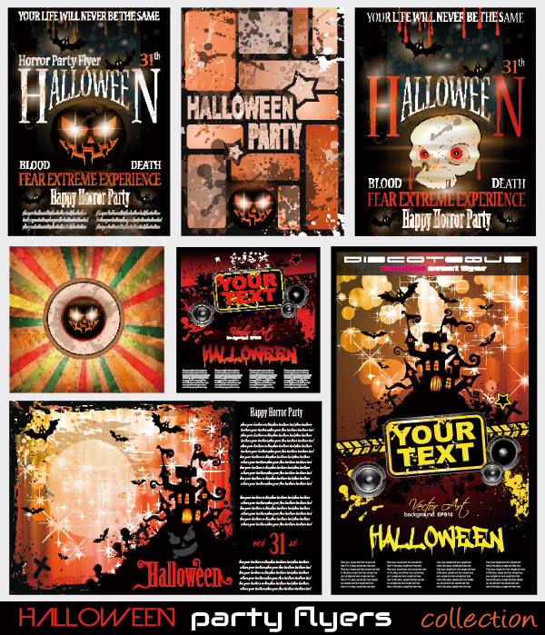 万圣节海报背景Halloween诸圣节前夕恐怖广告 AI格式矢量设计素材