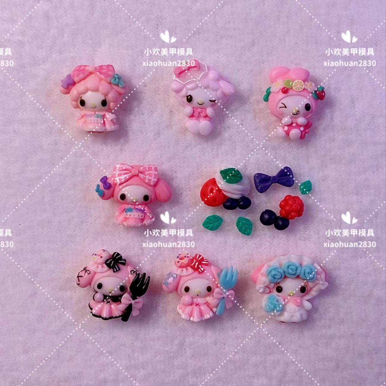 小欢美甲模具立体雕花硅胶模具美乐蒂叉子美甲卡通公仔饰品