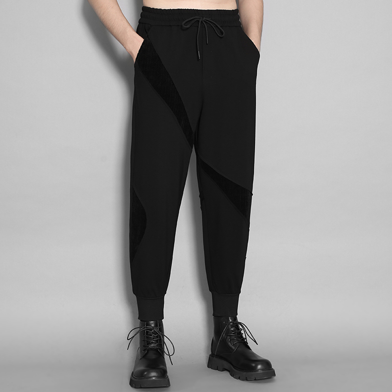 暗黑系拼接个性解构设计感卫裤潮