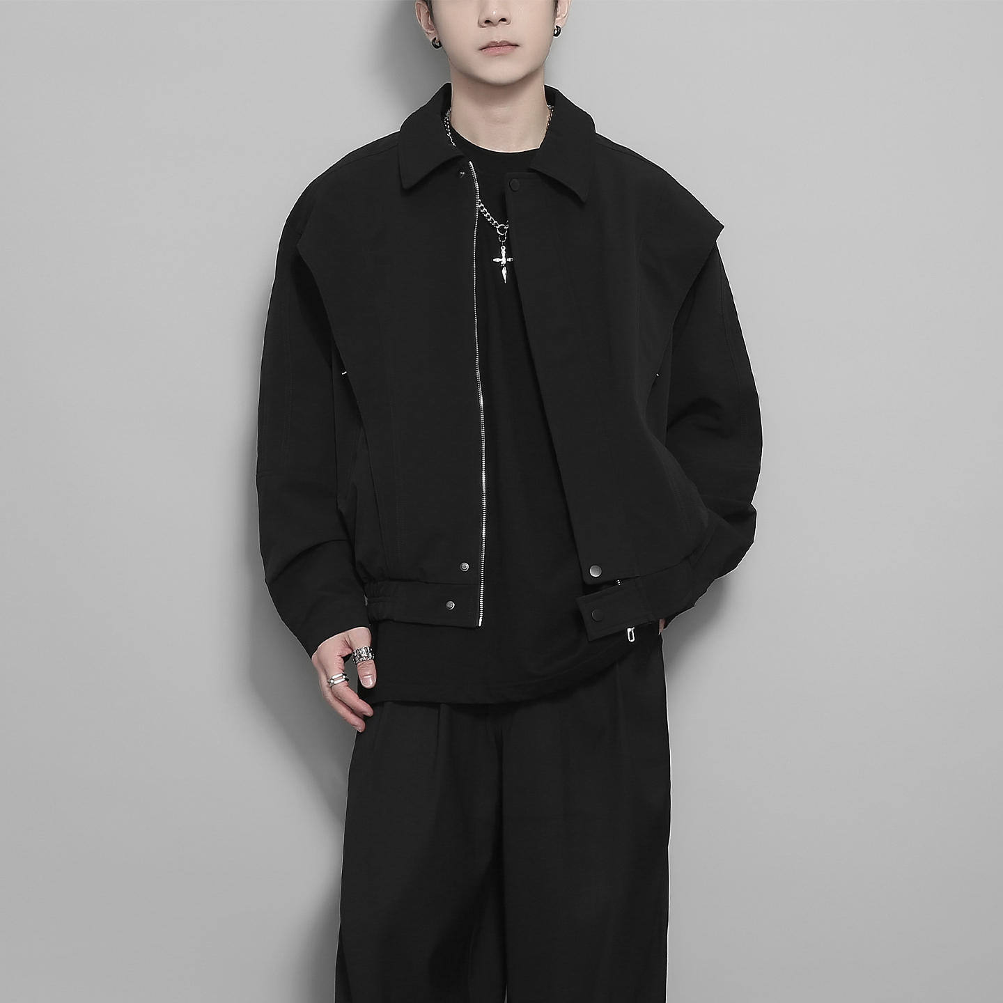 不规则立体解构拼接设计夹克外套