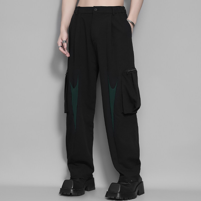 原创男装暗黑港风个性撞色拼接立体口袋休闲直筒西裤男士宽松长裤,男装,休闲裤,淘宝优惠券,粉丝福利购,淘宝优惠卷