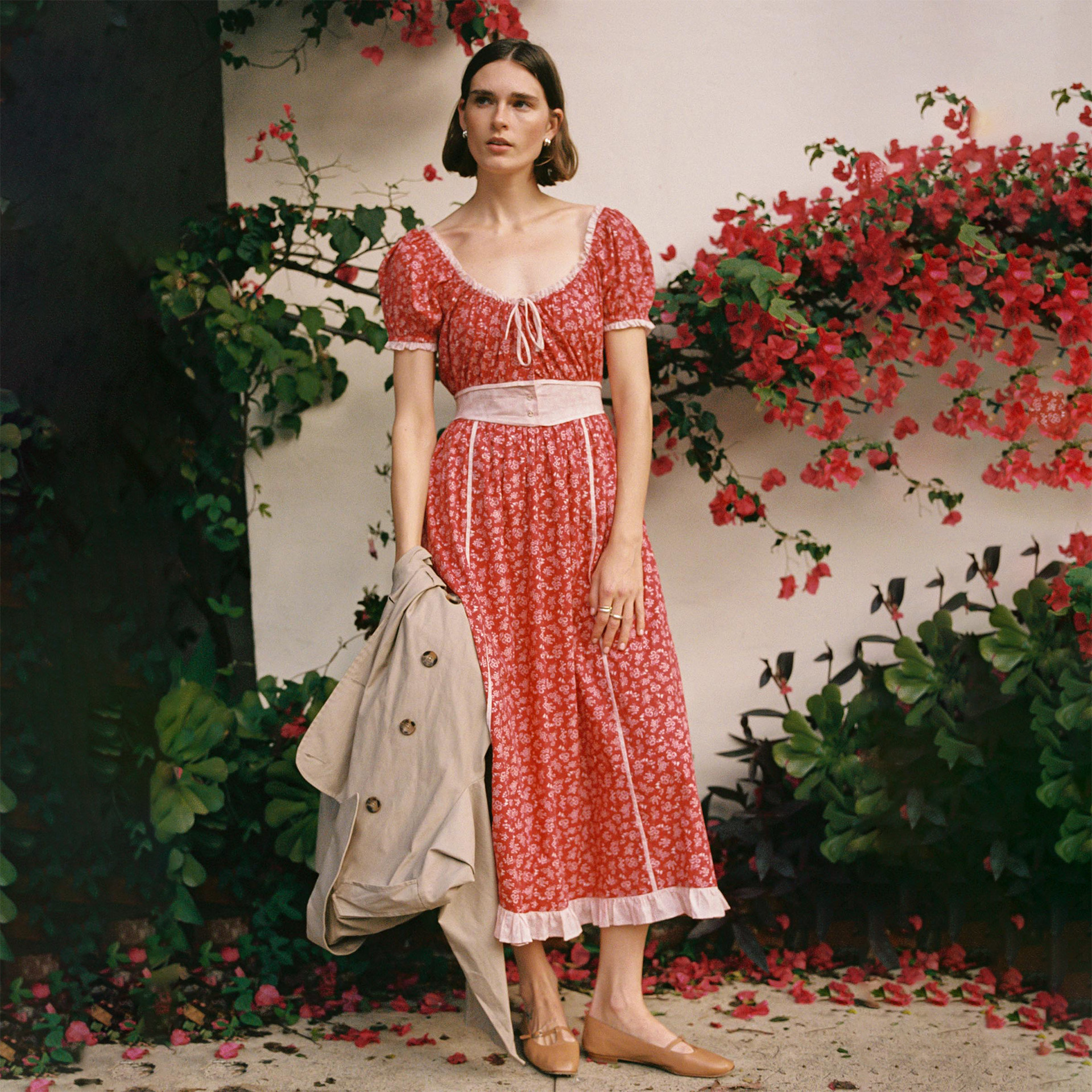 christy*n漂亮掐腰小裙子纯棉碎花连衣裙女春夏款2026长款A字裙子