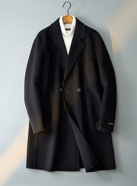 【普洛克】新款 男青年毛呢大衣韩版风衣双面呢西服青年三色羊毛
