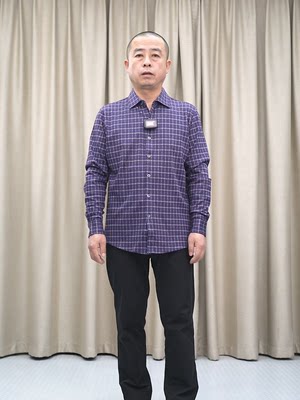 格子长袖衬衫男 51.1棉40.4聚酯8.5羊毛 普洛克秋冬厚 针织衬衣