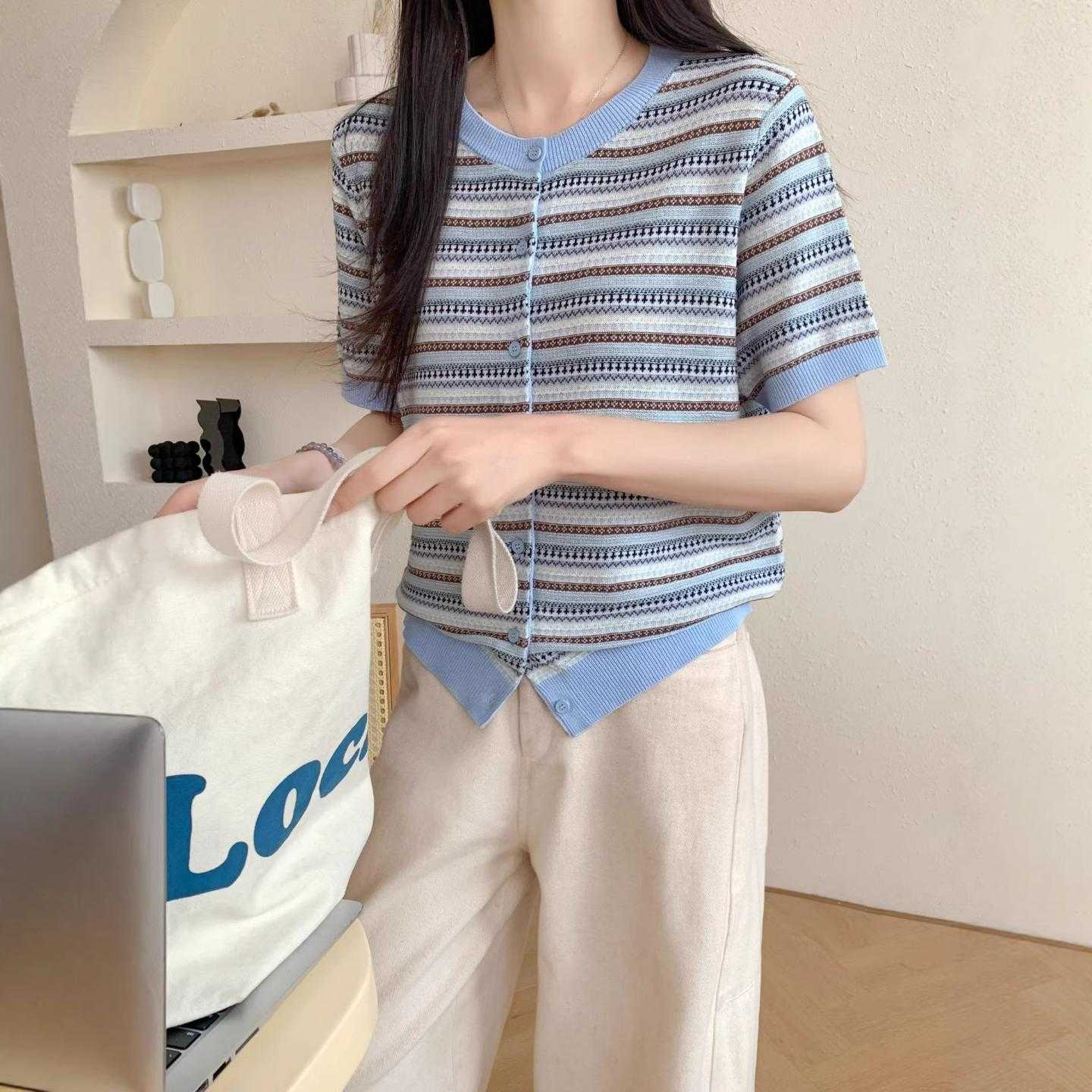 【普洛克】新款天丝麻夏薄款圆领