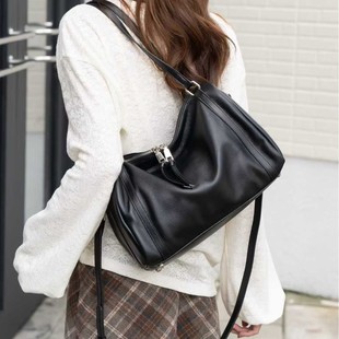 普洛克正品波士顿保龄球包女简约百搭通勤单肩包大容量托特斜挎包