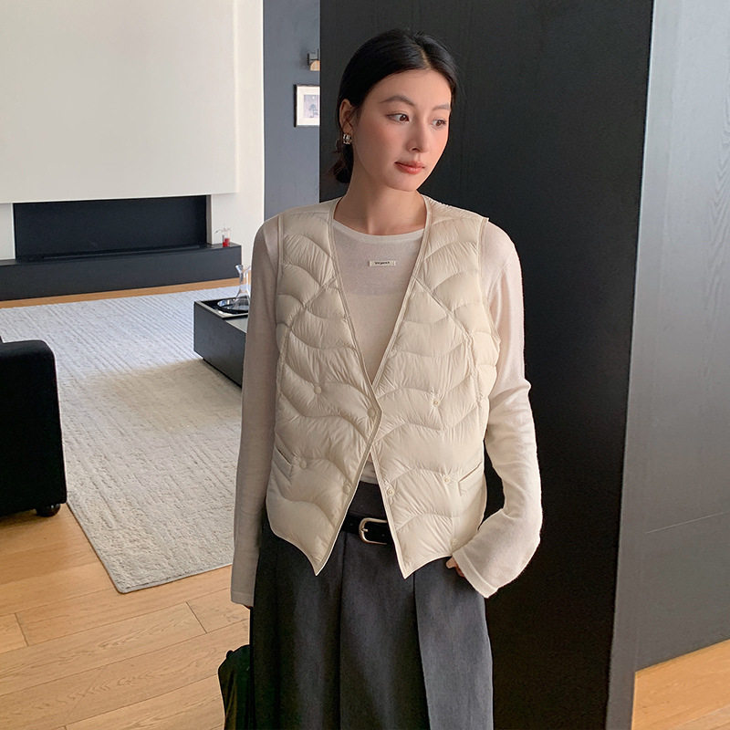 普洛克正品白鸭绒高品质冬季新款大领轻薄羽绒服马甲内胆外穿外套