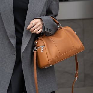 普洛克正品新款软皮手提包女波士顿女包百搭真皮斜挎包大容量女包