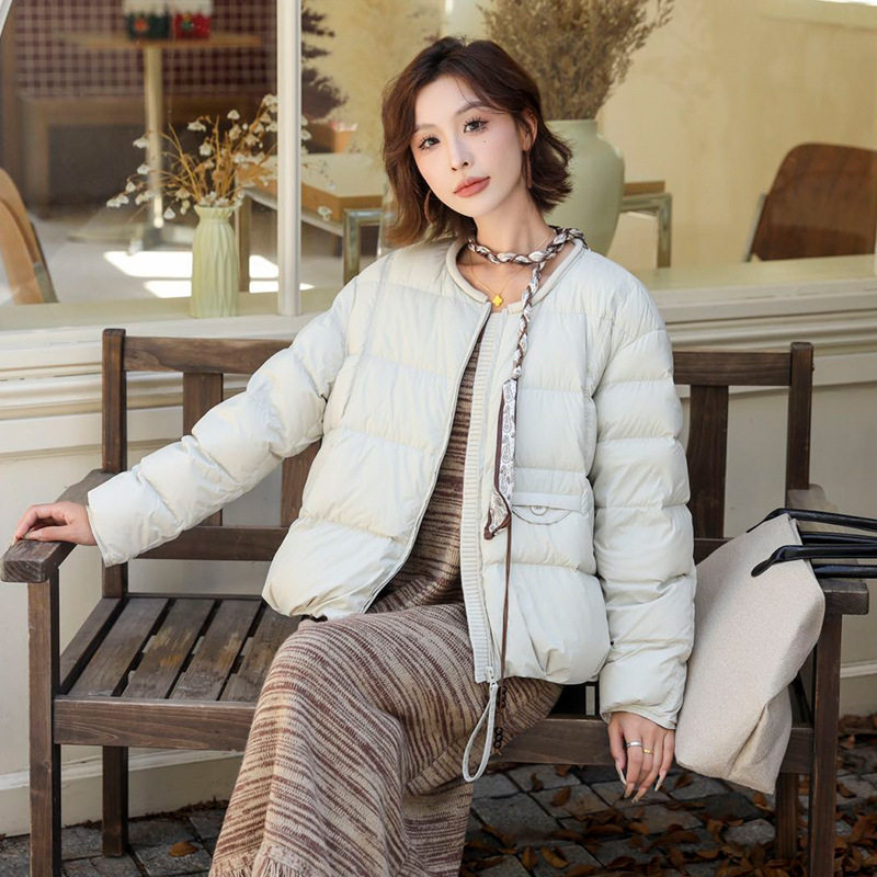 普洛克正品冬季韩系新款短款圆领轻薄羽绒服女装时尚洋气时髦棉衣