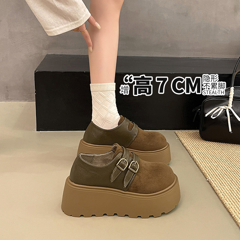 厚底增高7cm显脚小勃肯鞋女
