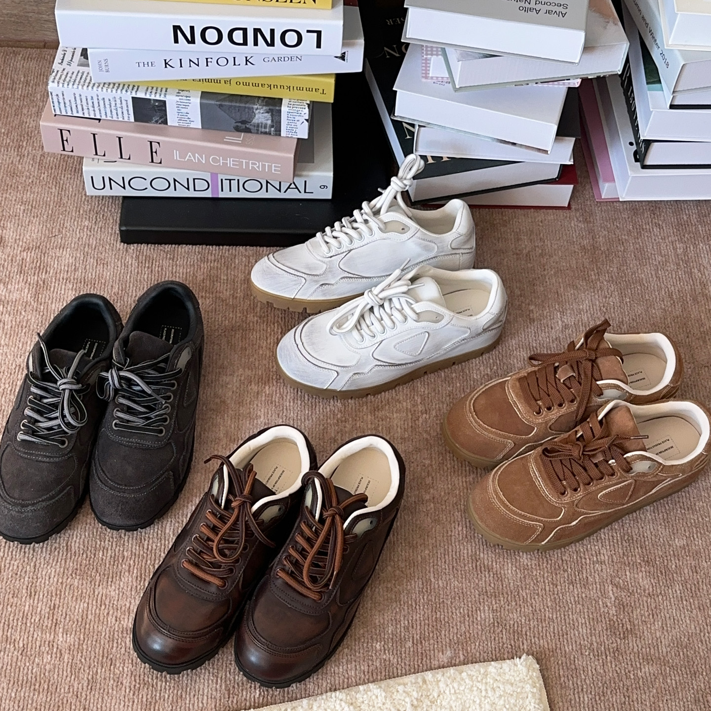2025秋冬真皮复古擦色做旧德训鞋女时尚百搭休闲运动板鞋阿甘鞋
