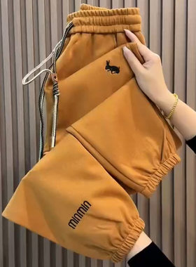 纯棉加厚卫裤女秋季新款高腰显瘦