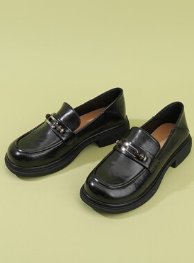 意尔康粗百搭乐福鞋时尚20266162AB14962Y纯色跟春季女鞋简约新款