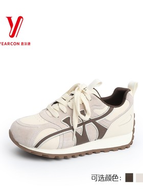 意尔康女鞋2025秋季新款厚底阿甘鞋高级感运动休闲鞋5681ZD49256Y