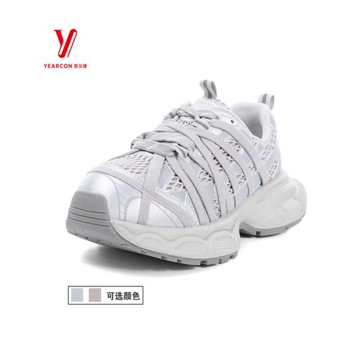 意尔康5582ZD47001U新款透气秋季厚底老爹感网面设计女鞋2025鞋女