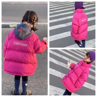 唐家羽绒服冬季女童字母宽松版90白鸭绒保暖外套休闲面包服2252