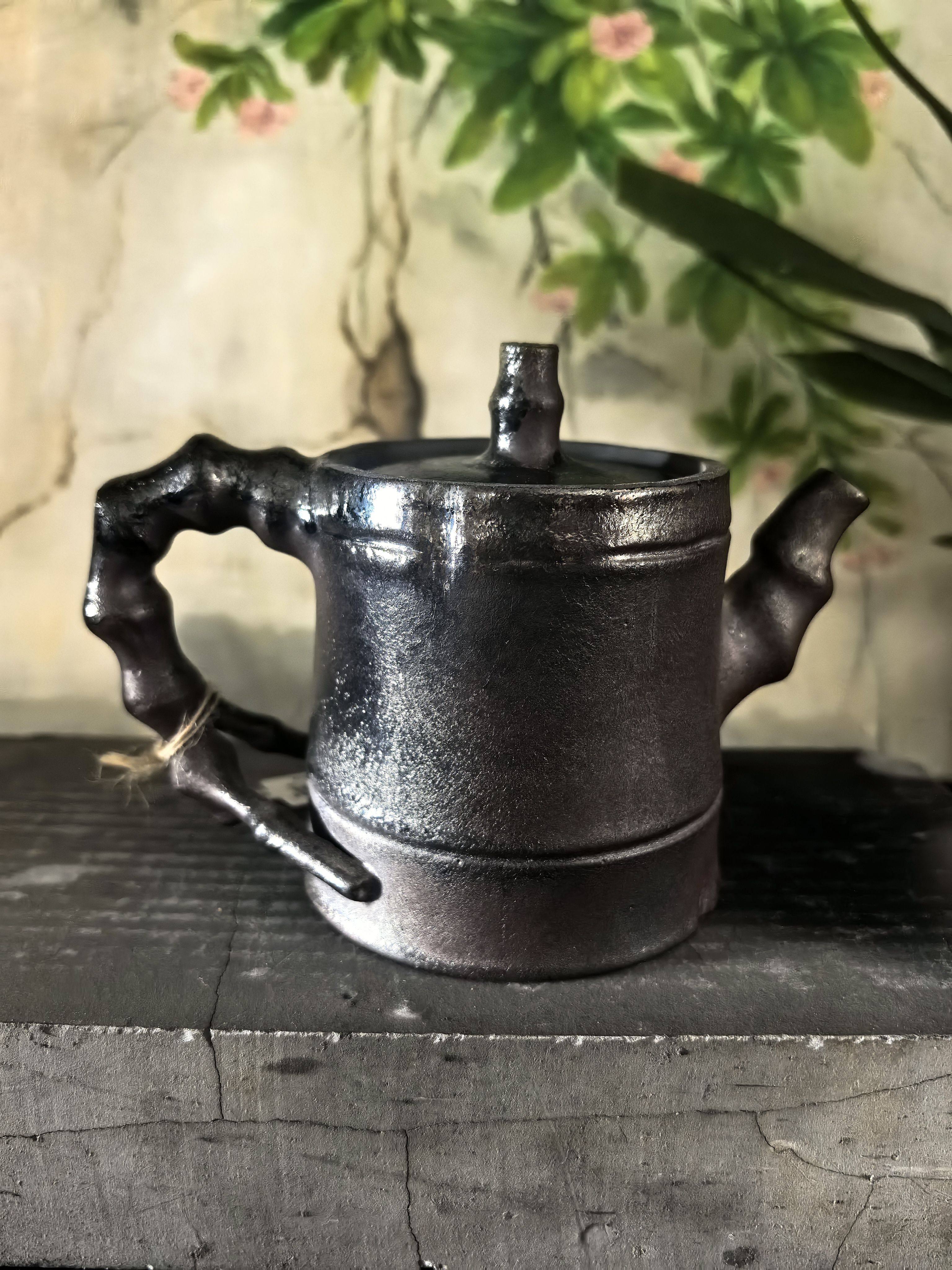 云南建水紫陶茶壶厂家直销 肖春魁浪鬼柴烧壶 竹节壶2