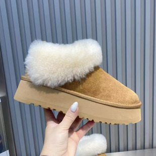 2025新款塔茨勒厚底雪地靴女羊皮毛一体短筒靴子增高毛毛鞋桑坡村