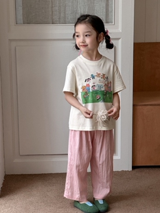 Ap专柜同款夏季女童短裤小童女孩裤子休闲裤直筒裤凉感薄裤子2109