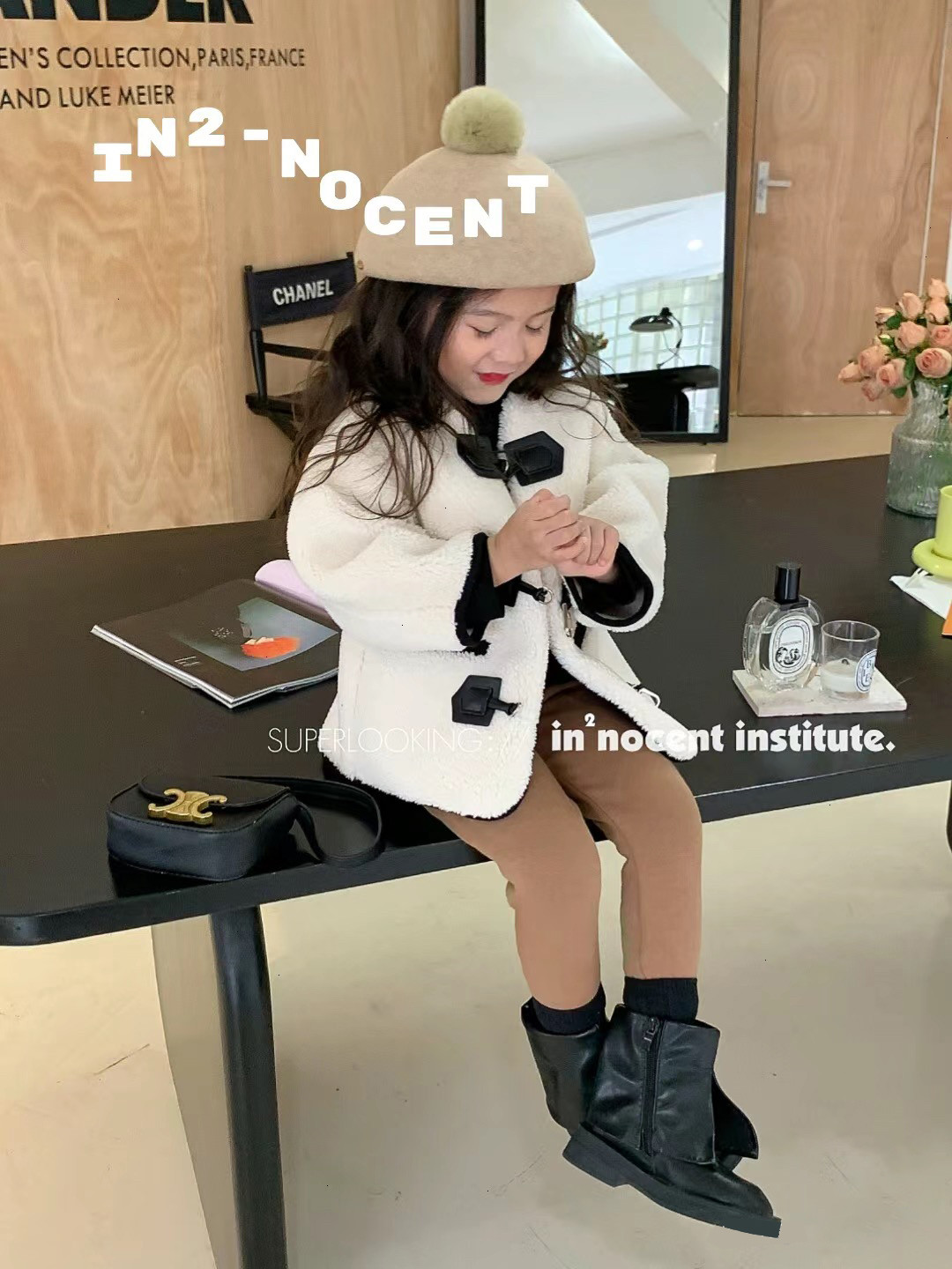 In2 nocent 映-次女童韩版毛呢外套时髦春秋外套中小童韩系时尚