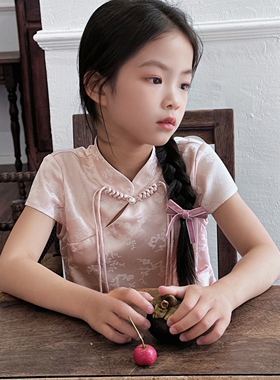 女童国风衬衫夏季新款儿童洋气时髦新中式国风上衣T恤5006