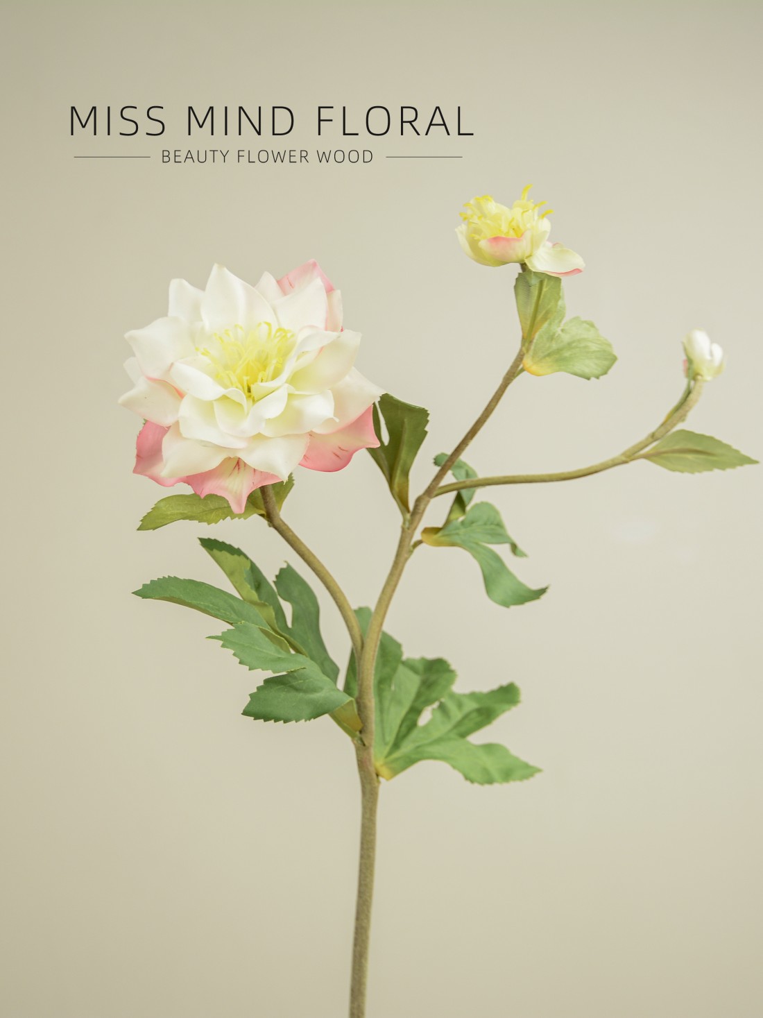 高档精品仿真圣诞玫瑰花菟葵古典摄影道具客厅植绒假花艺婚庆摆放