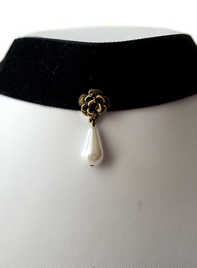 黑丝绒项链玫瑰吊坠潮流日韩欧美