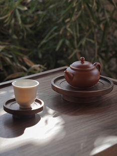 九间房黑胡桃木壶承杯承实木紫砂壶隔热杯垫干泡台茶托盘泡茶台